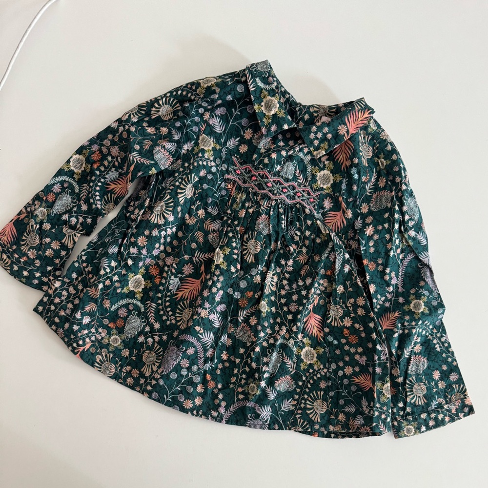 BONPOINT Green and Pink Liberty print Floral Top
